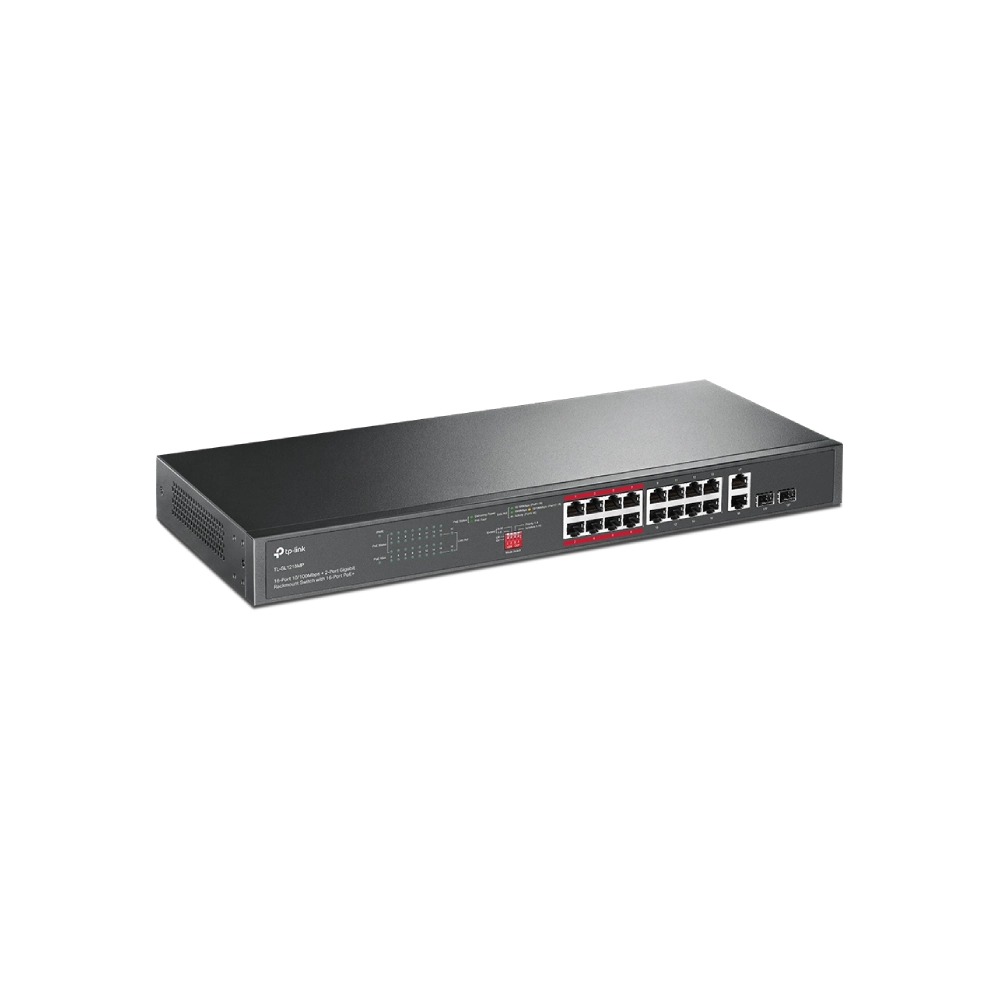 TP-Link Poe Switch 16 Port (16 FE + 2 GE + 2 GE SFP Port)  TL-SL1218MP view 2